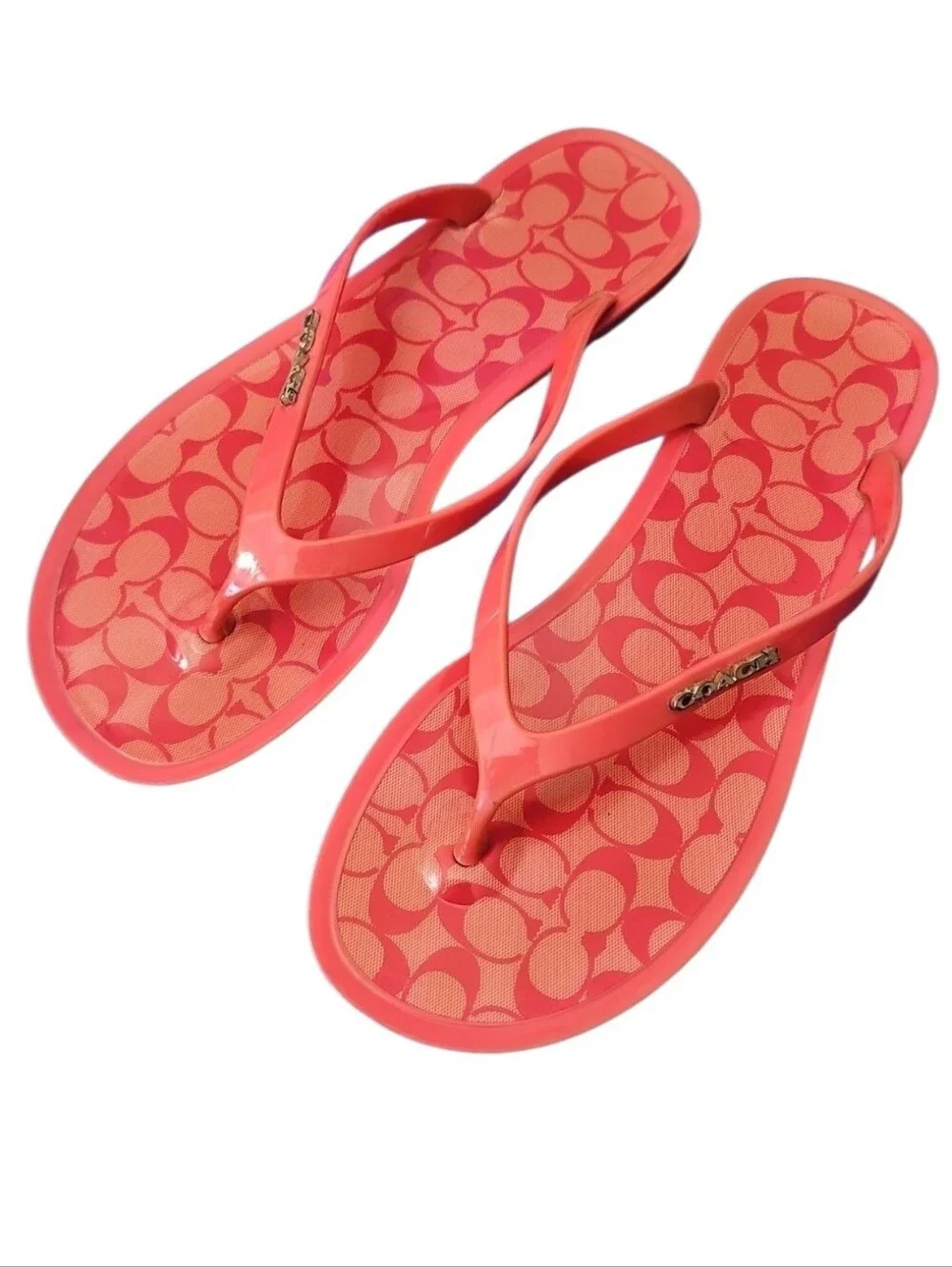 Coach Jelly Flip Flop Sandals, Coral, Size ?8